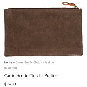 EUC- BOULEVARD Carrie suede leather clutch in praline